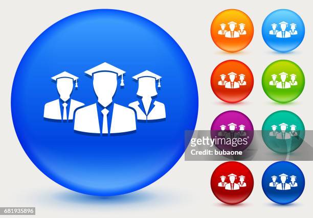 graduation icon on shiny color circle buttons - maroon graduation stock illustrations