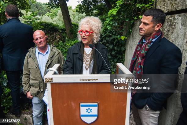 Tami Katz-Freiman, mayor of the city of Tel Aviv, attends at the opening of the Israel pavilion, presenting the project 'Sun Stand Still' of Gal...