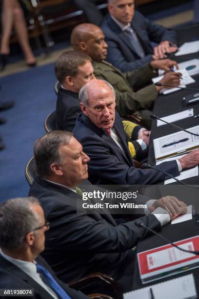 From left, acting FBI Director Andrew McCabe, CIA Director Mike Pompeo, Director of National Intelligence Daniel Coats, National Security Agency...