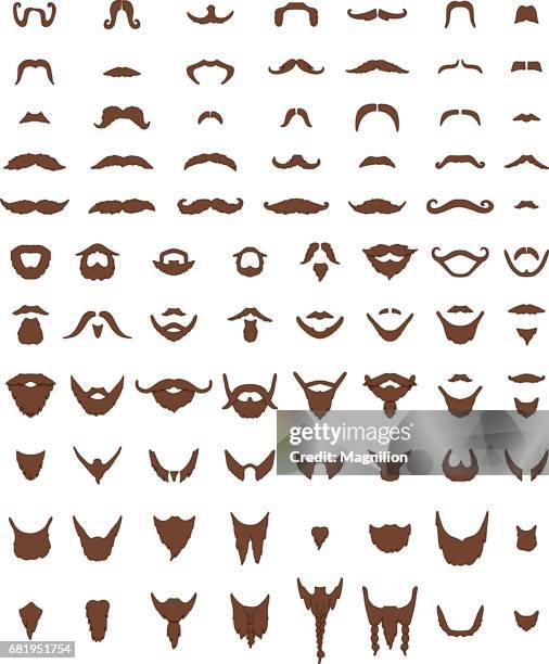 ilustraciones, imágenes clip art, dibujos animados e iconos de stock de bigote y barbas vector set - barba pelo facial