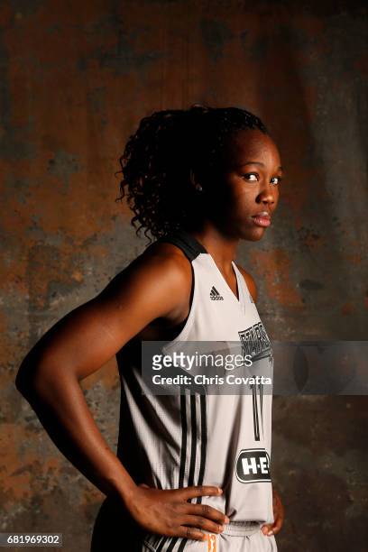 Clarissa dos Santos of the San Antonio Stars poses for portraits during 2017 WNBA Media Day on May 10, 2017 at the AT&T Center in San Antonio, Texas....
