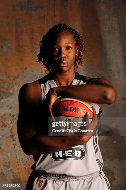 Clarissa dos Santos of the San Antonio Stars poses for portraits during 2017 WNBA Media Day on May 10, 2017 at the AT&T Center in San Antonio, Texas....