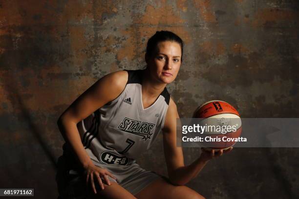 Haley Peters of the San Antonio Stars poses for portraits during 2017 WNBA Media Day on May 10, 2017 at the AT&T Center in San Antonio, Texas. NOTE...