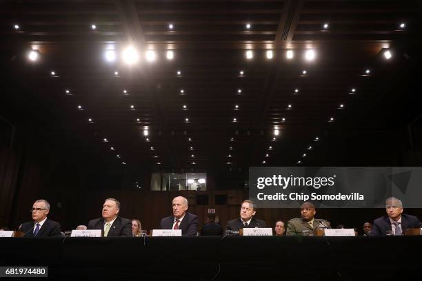 The heads of the U.S. Intelligence agencies Acting FBI Director Andrew McCabe, Central Intelligence Agency Director Mike Pompeo, Director of National...