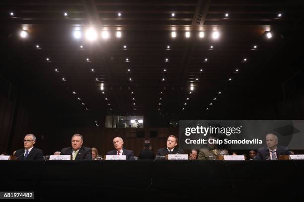 The heads of the U.S. Intelligence agencies Acting FBI Director Andrew McCabe, Central Intelligence Agency Director Mike Pompeo, Director of National...