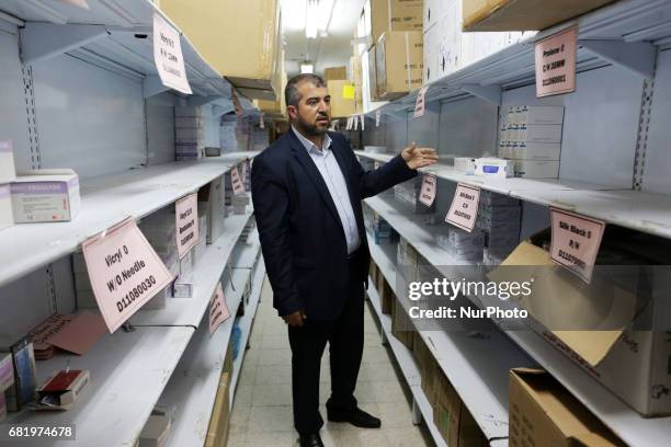 Empty shelves of medicines in Shifa Hospital in Gaza, Palestine, on 11 May 2017. The Ministry of Health in Gaza appeals for the shortage of medicines...