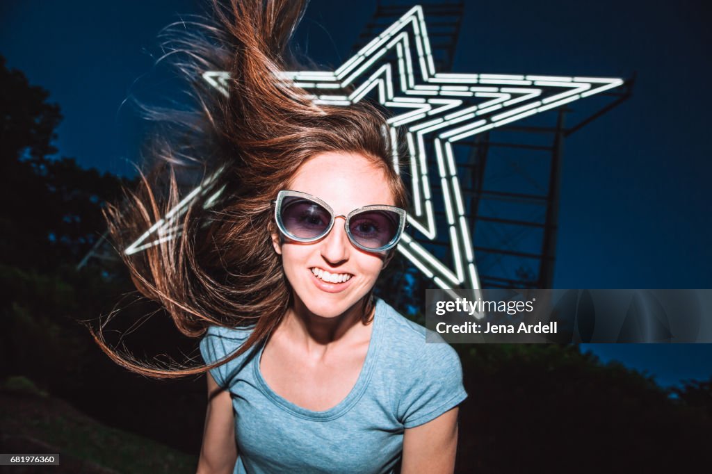 Woman Hair Blowing in Breeze
