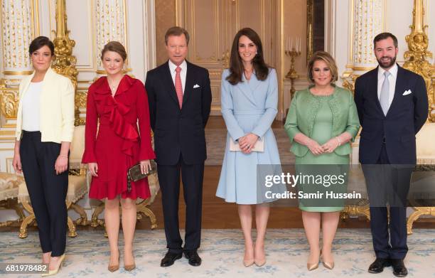 Catherine, Duchess of Cambridge poses with Princess Alexandra of Luxembourg, Princess Stephanie of Luxembourg, Henri, Grand Duke of Luxembourg, Maria...