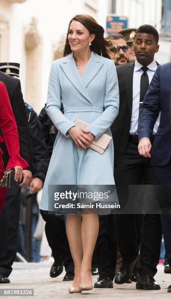 Catherine, Duchess of Cambridge takes a short walk outside the City Museum to view the capital during a one day visit on May 11, 2017 in Luxembourg....