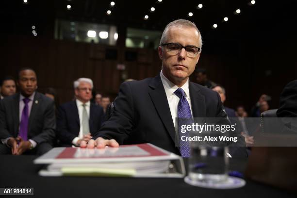 Acting FBI Director Andrew McCabe waits for the beginning of a hearing before the Senate Intelligence Committee with the other heads of the U.S....