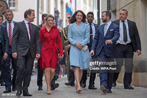 Catherine, Duchess of Cambridgewith Crown Prince Guillaume and Princess Stephanie , during a visit to the Luxembourg City Museum, where she viewed an...