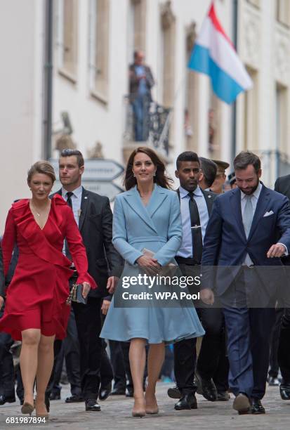 Catherine, Duchess of Cambridge with Crown Prince Guillaume and Princess Stephanie , during a visit to the Luxembourg City Museum, where she viewed...