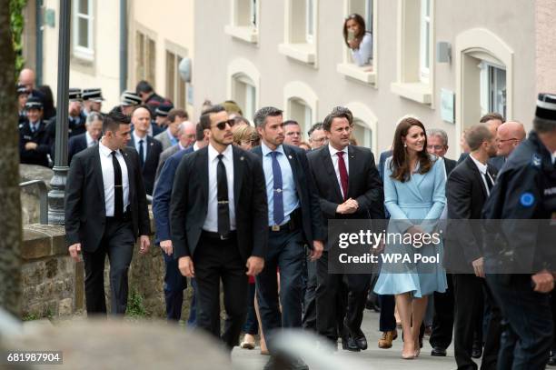 Catherine, Duchess of Cambridge walks along along the Cornicjhe in Luxembourg City, during a one day of visits in Luxembourg where she is attending...