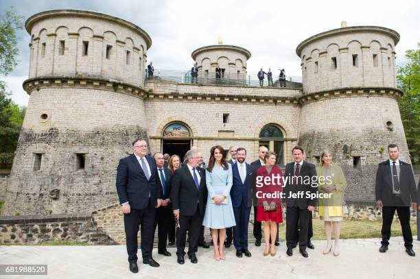 Catherine, Duchess of Cambridge escorted by Prince Guillaume of Luxembourg , Princess Stephanie of Luxembourg and Xavier Bettel, Prime Minister of...