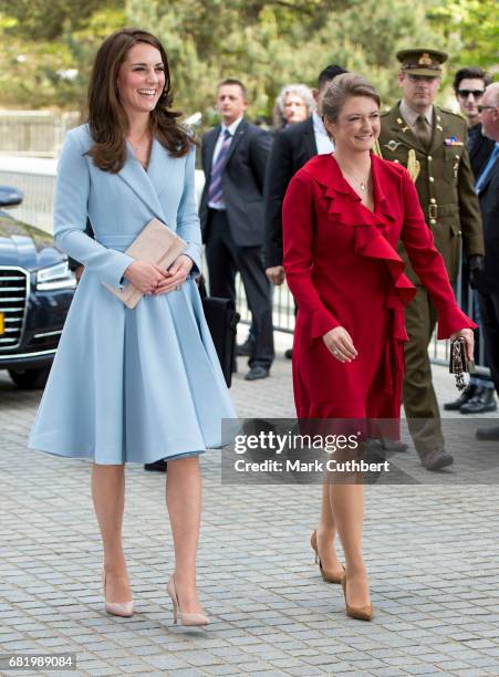 Catherine, Duchess of Cambridge and Stephanie, Hereditary Grand Duchess of Luxembourg visit Grand Duke Jean Museum of Modern Art during a one day...