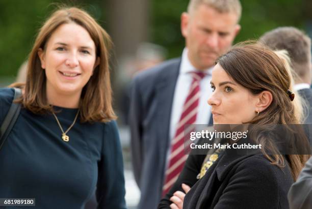 Rebecca Deacon and Sophie Agnew during a visit by Catherine, Duchess of Cambridge to the Drai Eechelen Museum on a one day visit to Luxembourg on May...