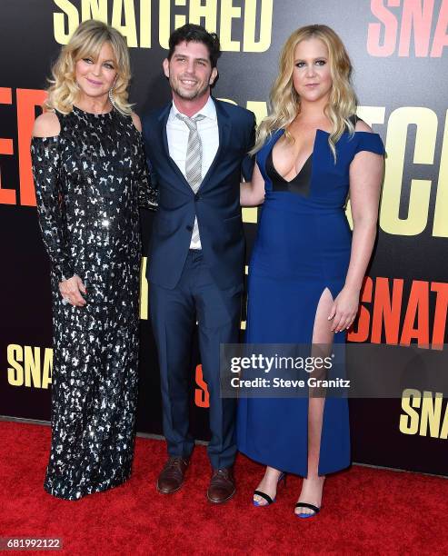 Actress Goldie Hawn, director Jonathan Levine and actress/comedian Amy Schumer arrives at the Premiere Of 20th Century Fox's "Snatched" at Regency...