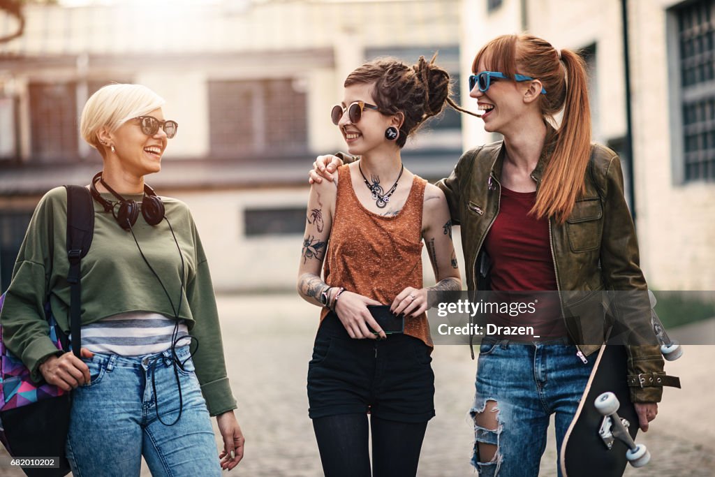 Three Fun Three Girls Going To Have Fun High-Res Stock Photo - Getty Images