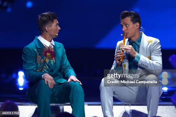 Volodymur Ostapchuk and Oleksandr Skichko during the second semi final of the 62nd Eurovision Song Contest at International Exhibition Centre on May...
