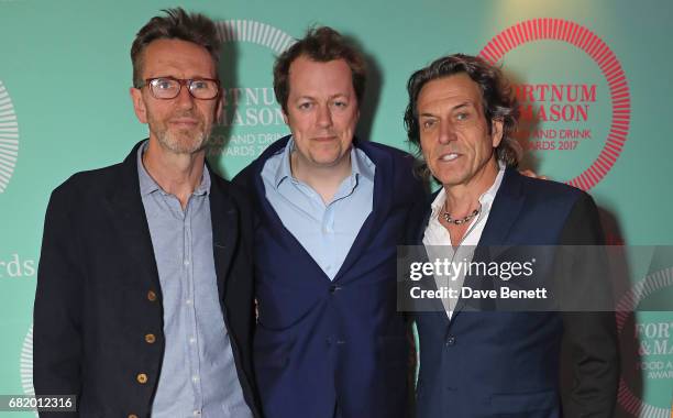 Olivier Peyton, Tom Parker Bowles and Stephen Webster at the fifth annual Fortnum & Mason Food and Drink Awards on May 11, 2017 in London, England.