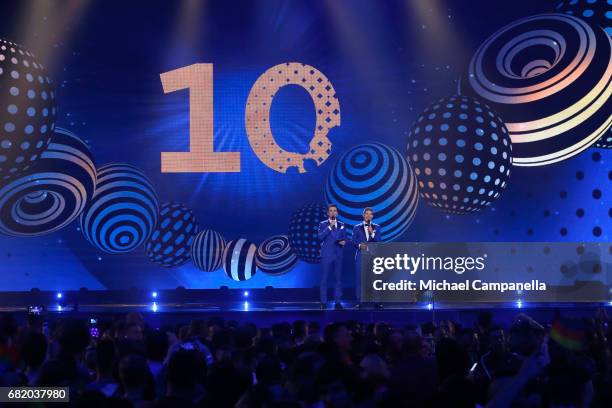 Volodymur Ostapchuk and Oleksandr Skichko during the second semi final of the 62nd Eurovision Song Contest at International Exhibition Centre on May...