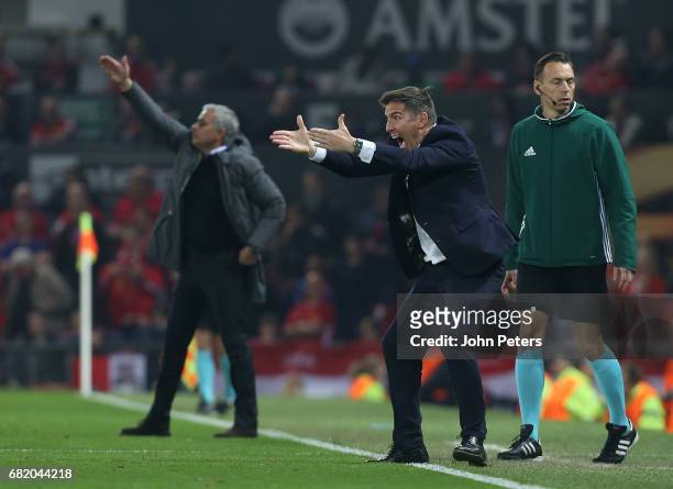 Manager Eduardo Berizzo of Celta Vigo watches from the touchline the UEFA Europa League, semi final second leg match, between Manchester United and...