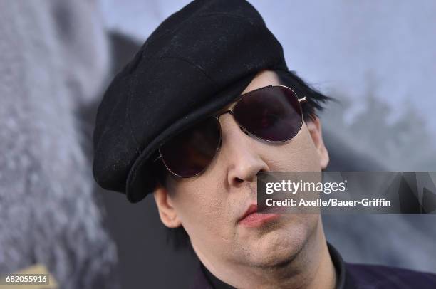 Singer Marilyn Manson arrives at the premiere of Warner Bros. Pictures' 'King Arthur: Legend of the Sword' at TCL Chinese Theatre on May 8, 2017 in...