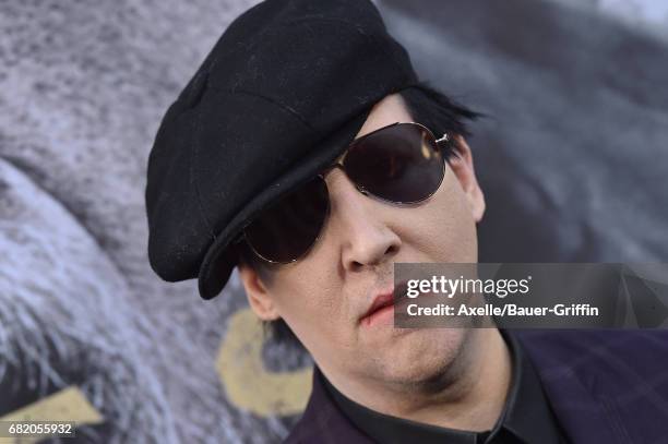 Singer Marilyn Manson arrives at the premiere of Warner Bros. Pictures' 'King Arthur: Legend of the Sword' at TCL Chinese Theatre on May 8, 2017 in...