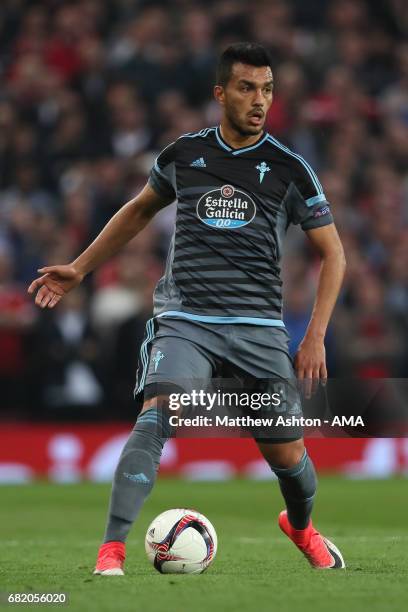 Gustavo Cabral of Celta Vigo in action during the UEFA Europa League, semi final second leg match, between Manchester United and Celta Vigo at Old...