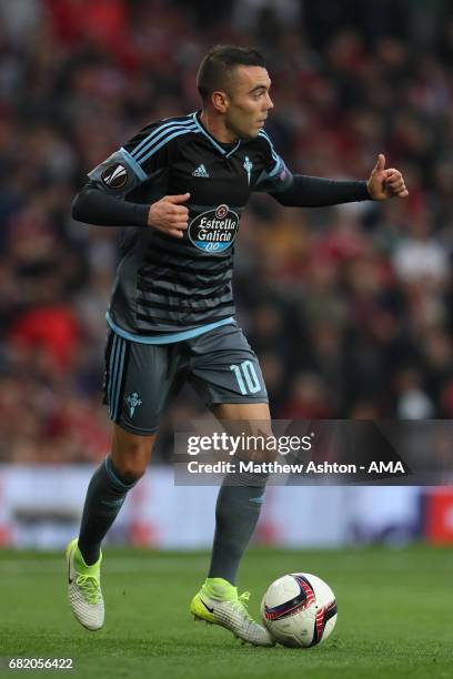 Iago Aspas of Celta Vigo in action during the UEFA Europa League, semi final second leg match, between Manchester United and Celta Vigo at Old...