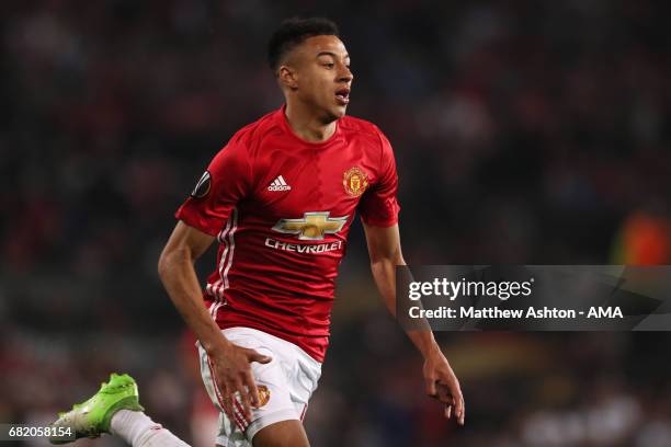 Jesse Lingard of Manchester United in action during the UEFA Europa League, semi final second leg match, between Manchester United and Celta Vigo at...