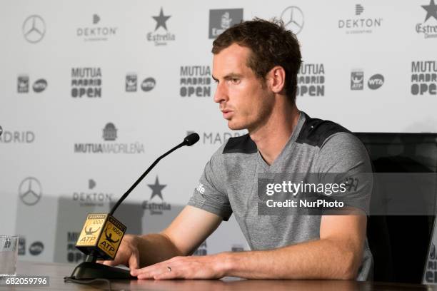 Press conference of Andy Murray aduring day six of the Mutua Madrid Open tennis at La Caja Magica on May 11, 2017 in Madrid, Spain.