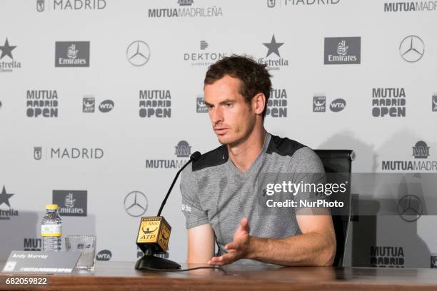 Press conference of Andy Murray aduring day six of the Mutua Madrid Open tennis at La Caja Magica on May 11, 2017 in Madrid, Spain.