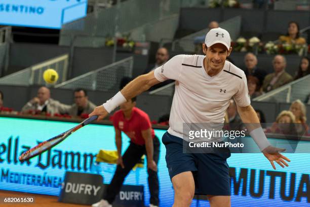 Andy Murray of United Kingdom against Borna Coric of Croatia during day six of the Mutua Madrid Open tennis at La Caja Magica on May 11, 2017 in...