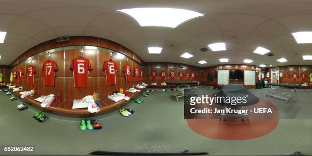 General view of the Manchester United dressing room during the Uefa Europa League, semi final second leg match, between Manchester United and Celta...