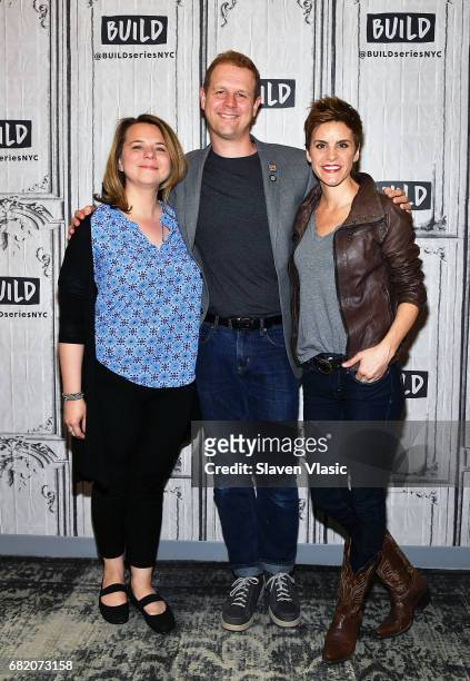 Tony-nominees, playwright/lyricists Irene Sankoff and David Hein with actor Jenn Colella visit Build Series to discuss their show "Come From Away" at...
