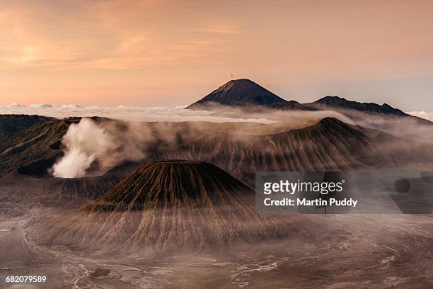 mount bromo and semeru at sunrise - jakarta stock pictures, royalty-free photos & images
