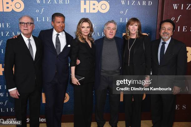 Director Barry Levinson, Richard Plepler, Michelle Pfeiffer, Robert De Niro, Jane Rosenthal and Len Amato attend the "The Wizard Of Lies" New York...
