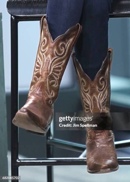 Actress Jenn Colella, shoe detail, attend Build to discuss "Come From Away" at Build Studio on May 11, 2017 in New York City.