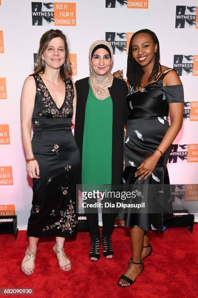 Executive director Yvette Alberdingk Thijm, Linda Sarsour, and Opal Tometi attend the WITNESS 25th Anniversary Gala at The Edison Ballroom on May 11,...