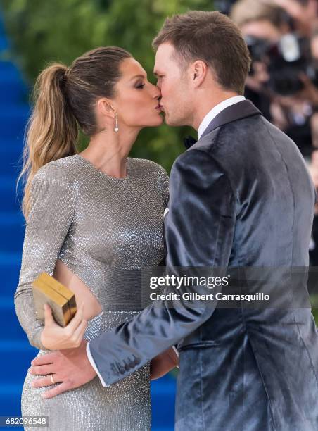 Model Gisele Bundchen and Football quarterback Tom Brady are seen at the 'Rei Kawakubo/Comme des Garcons: Art Of The In-Between' Costume Institute...