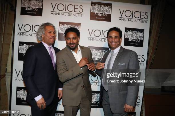 Khary Lazarre-White, Jason Warwin and Adam Lazarre-White 2017 Brotherhood/Sister Sol Voices Gala at Gotham Hall on May 11, 2017 in New York City.