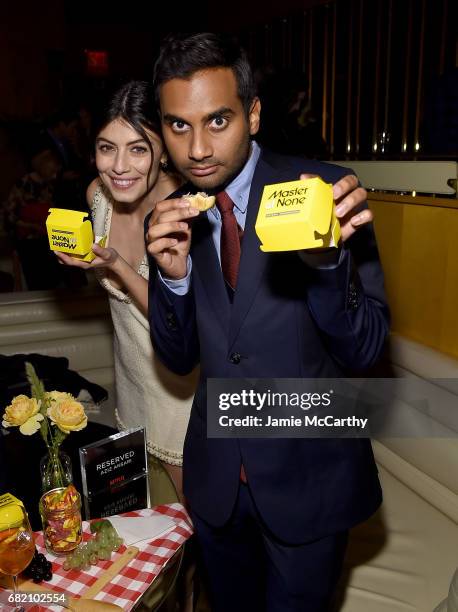 Alessandra Mastronardi and Aziz Ansari attend the "Master Of None" Season 2 Premiere After Party at The Top of The Standard on May 11, 2017 in New...