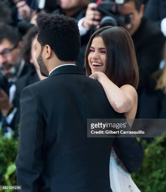 Singers The Weeknd and Selena Gomez are seen at the 'Rei Kawakubo/Comme des Garcons: Art Of The In-Between' Costume Institute Gala at Metropolitan...