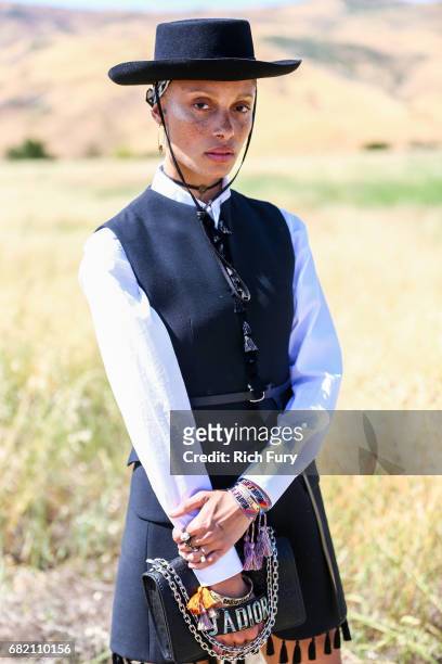 Model Adwoa Aboah poses before the Christian Dior Cruise 2018 Runway Show at the Upper Las Virgenes Canyon Open Space Preserve on May 11, 2017 in...