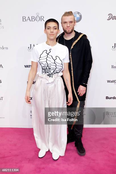 Alina Sueggeler and Andi Weizel of the band 'Frida Gold' attend the Duftstars at Kraftwerk Mitte on May 11, 2017 in Berlin, Germany.