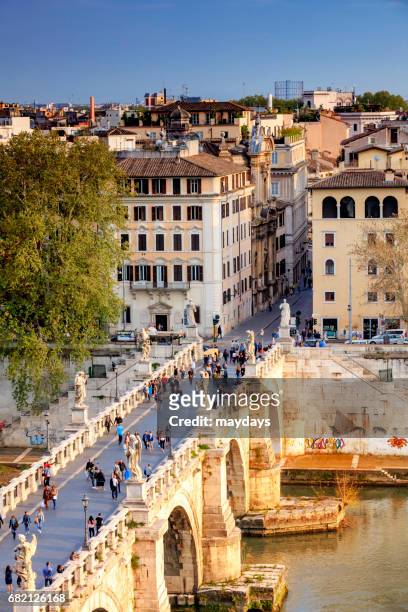 rome, ponte dell'angelo - statua stock pictures, royalty-free photos & images