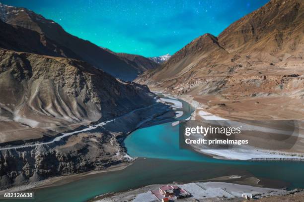 panorama of starry night in norther part of india - zanskar stock pictures, royalty-free photos & images