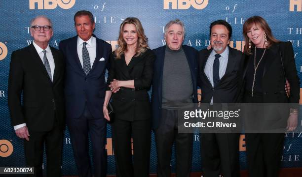 Barry Levinson, Richard Plepler, Michelle Pfeiffer, Robert De Niro, Len Amato, and Jane Rosenthal attend 'The Wizard of Lies' New York Premiere at...