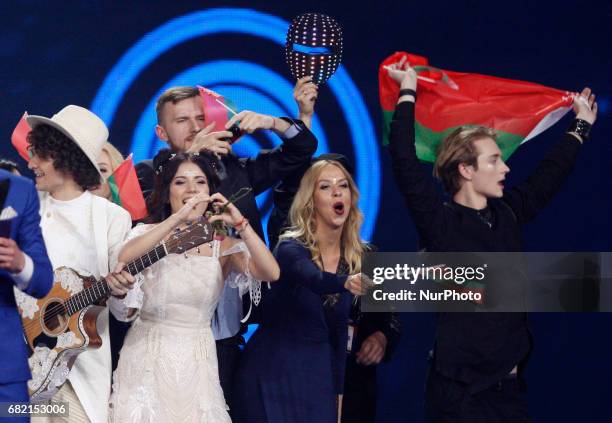 The artists react as they go to final from the Second Semi-Final of the Eurovision Song Contest, in Kiev, Ukraine, 11 May 2017. The Eurovision Song...